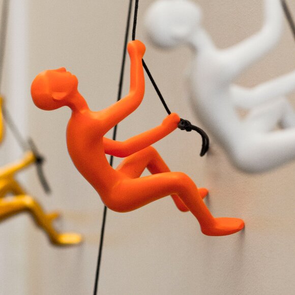 Climbing Man Home Decor Classic Wall-Art Sculpture | 1-Piece | Orange - Picture 3 of 5